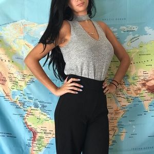 Gray mock chocker top